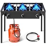 Karl home 3 Burner Propane Gas Stove for Outdoor Cooking, 225,000 BTU Camping...