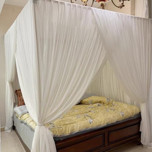 Cortina de satén de seda premium para dosel de cama con acabado sólido y suave 7