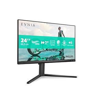 Philips Evnia 24M2N3200AM – 24 Zoll Full HD Gaming Monitor, 180 Hz, 1 ms, FreeSync Prem., G-Sync comp., HDR10 (1920×1080, 2X HDMI 2.0, 1x DisplayPort 1.4) schwarz-grau