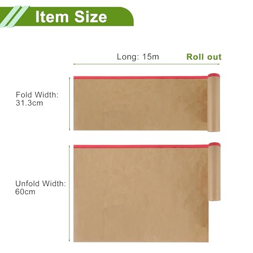 Image of Pre-Taped Masking Paper Automotive Paint Masking Paper Kraft Paper Natural Fiber Material 1 Pc 1500x60cm / 49.21ftx23.62 inch Brown Red