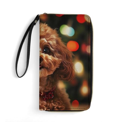 Womens Wallet, Waterproof PU Leather Wallet, Large Capacity Credit Card Holder Cute Puppy Poodle Coin Zipper Clutch Purse