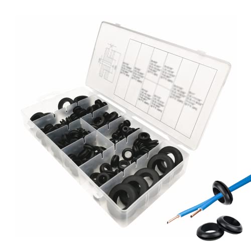 180 Pieces Rubber Stopper Set Washers Rubber Grommets Sealing Pump Sealing Plug Sealing Plug Rubber Grommets Black Rubber Grommet Electrical Conductor for Protecting Wires, Plugs and Cables