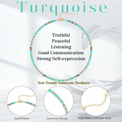 Choker Necklace for Women, Beaded Necklaces for Women Stocking Stuffers for Teens Teen Girl Gifts Gifts for Her Adjustable 14k Gold Gemstone Summer Anniversary Birthday Christmas Jewelry