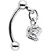 Body Candy Stainless Steel Curved Barbell Top Down Clear Dangle Star Eyebrow Ring