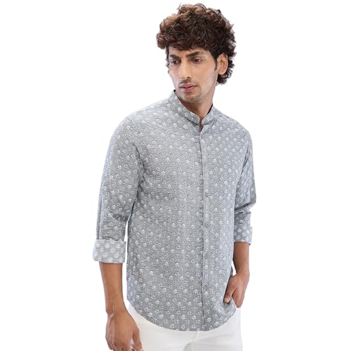 Image of Spykar Men's Slim Fit N /A Full Sleeve Printed Casual Shirts