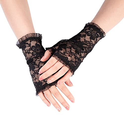 Simplicity Women's Vintage Sheer Floral Lace Wrist Length Gloves