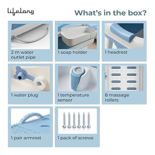 Image of Lifelong Bath Tub for Adults & Kids | Foldable & Large Bathtub for Bathroom with Temperature Meter, Massage Rollers, etc | Ideal for Steam Bath & Spa for Home | Comes with Laptop & iPad Holder