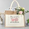 Tarklanda Frauen Jutetasche mit Spruch Mir reicht's ich geh stricken, Jute Tote Bag für Aufbewahrung stricken, Jute Einkaufstasche Damen, Geschenke für Oma Mama zum Geburtstag, Weihnachten #4