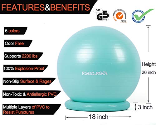 image for Yoga Ball Chair, RGGD&RGGL Exercise Ball with Leak-Proof Design, Stabi