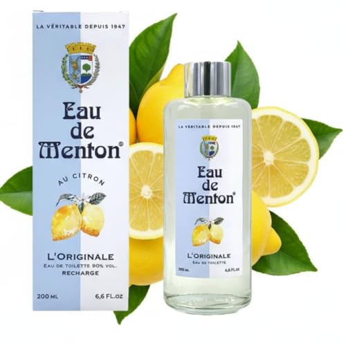 Eau de Menton – L'Originale, desde 1947 – Eau de Toilette Limone – Notas de cítricos – Fragancia natural mixta vegana, frescura ligera – Fabricado en Francia – 200 ml