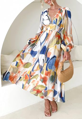 Sissyaki Women's Long Sleeve Boho Floral Maxi Dress Summer Fall Wedding Guest Dress2