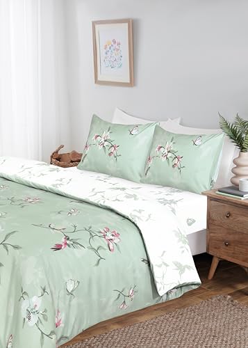 Rapport home Full Bedding Set with Matching Fitted Sheet and Pillowcase Green Kingsize Duvet Cover Set