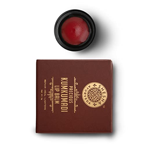 Shesha Ayurveda Kumkumadi Brightening Lip Balm 5 Grams, Red, Natural, Ayurvedic, For All Skin Types, Gentle & Effective, Daily Use, No Harsh Chemicals