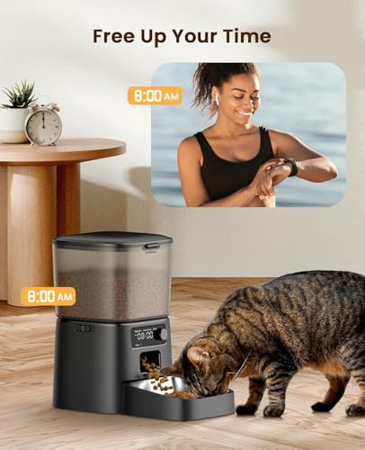 oneisall Automatic Cat Feeder with Stainless Steel Bowl, 3.5L Cat Feeder with Timer ,Pet Food Dispenser for 1-6 Meals a Day, Dry Food Auto Feeders for Cats Dogs - Image 4