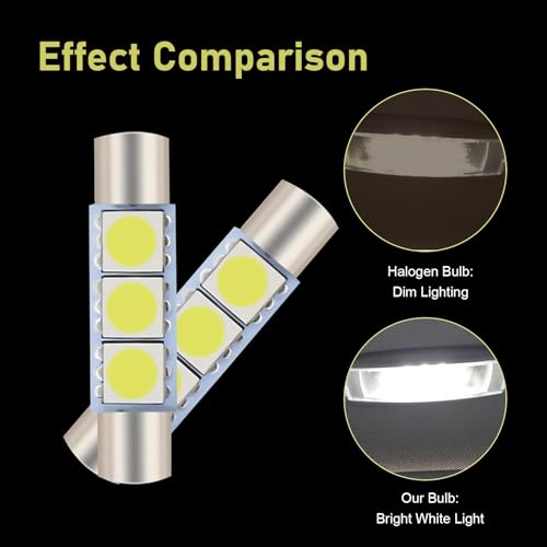 10 luces LED T6 5050 para auto, visor solar, 28mm 12V miniatura 5