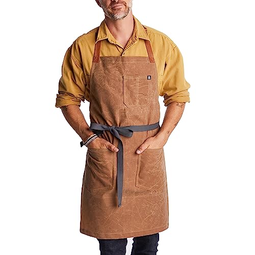 hedley & bennett Waxman Apron - 100% Cotton, Water Resistant, Heavy Duty Waxed Canvas Apron with Pockets & Adjustable Strap for Grilling, Baking, BBQ, Cooking - Professional Chef Apron - Montana