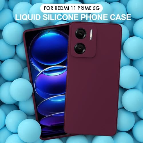 Image of DIZORO Compatible with Mi Redmi 11 Prime 5G Back Cover with Upgraded Square Edges for Camera Protection Premium Designer Lightweight Shockproof Flexible Matte Silicone Mobile Phone Case (Wine Red)