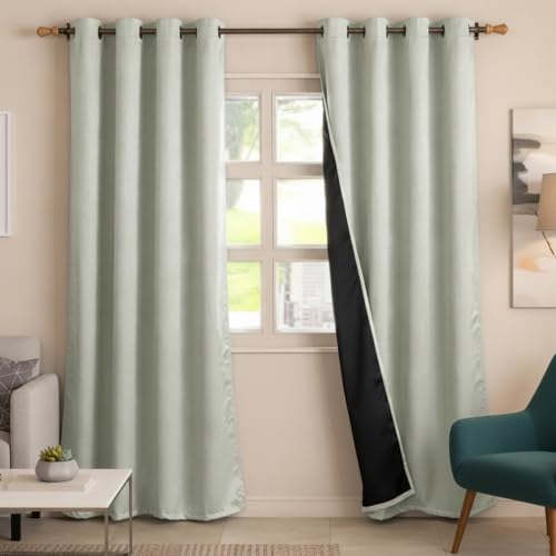 Image of HOMEMONDE 100% True Blackout Curtains 7 Feet Door - Pack of 2 Curtains, Embossed Panels Light Block Thermal Insulated & Noise Reducing Room Darkening Curtains (Abstract Off White, 84Inch)