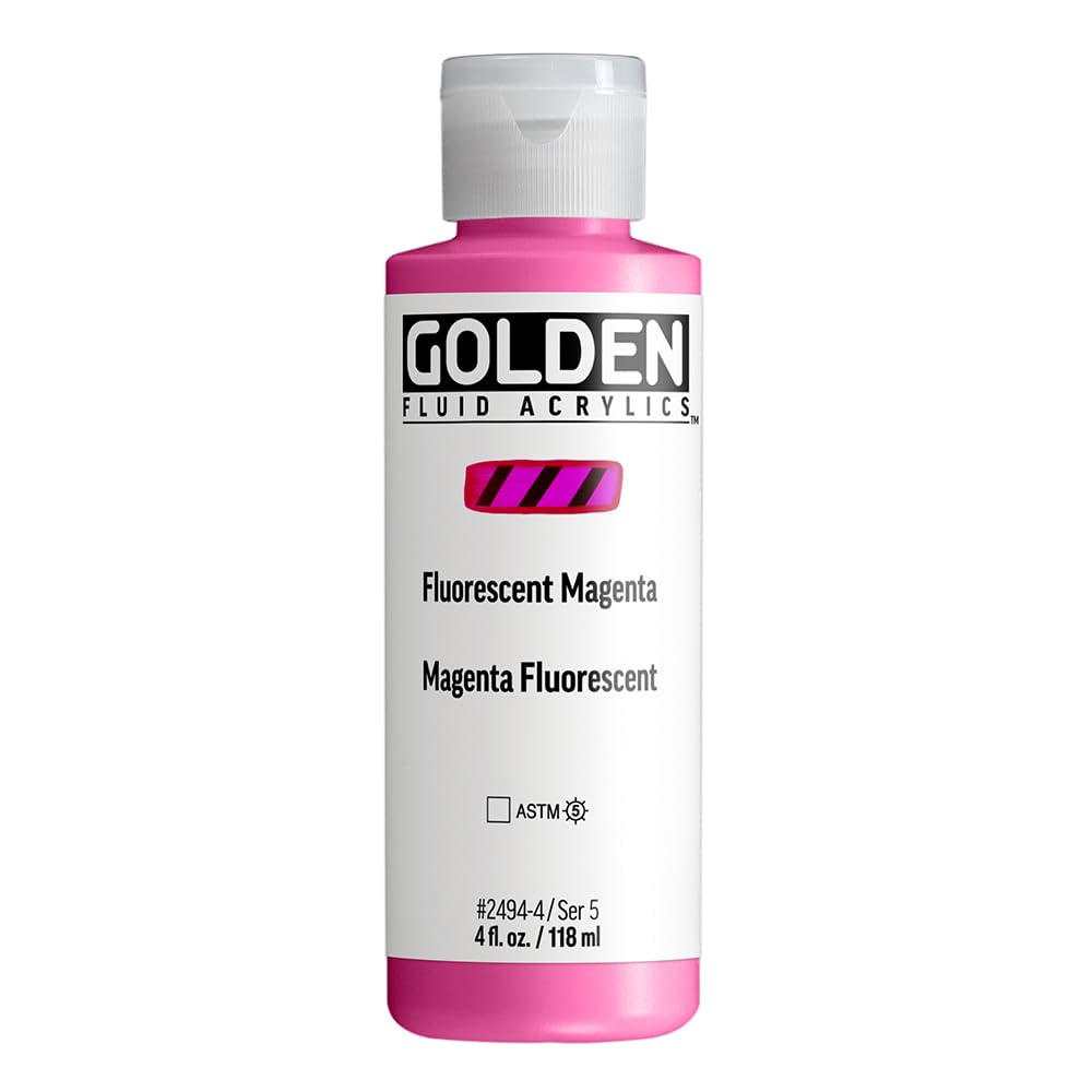 Golden Fluorescent Magenta Fluid Acrylics, 118 Ml Bottle, Professional Acrylic Paint, Transparent