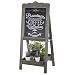 MyGift Rustic Graywashed Wooden Easel Chalkboard Sign with Plant Shelf