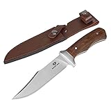 MOSSY OAK ナイフ シースナイフ フルタング 天然ウッドハンドル 切れ味良い アウトドア キャンプ サバイバル 釣り 薪割り 登山用 キャンピングナイフ レザーシース付き 全長275mm