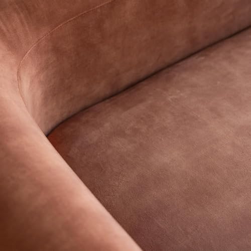 Image of 105 inch Luxury Modern Tight Curved Back Velvet Sofa, Minimalist Style Comfy Couch for Living Room Apartment, L-Shape Chaise, Brown