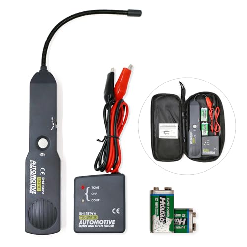 Automotive Wire Tracer Electrical Open & Short Finder Circuit Tester DC 6-42V Car Diagnostic Tool Kit (Emitter & Receiver) Wire Breaker Finder Fault Probe Cable Tracker Locator with Buzzer Alarm