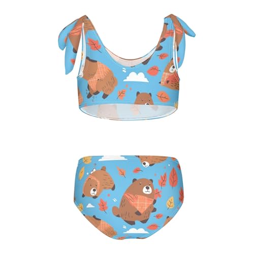 KLL Celebrate Holiday Canada Day Beavers Elements Girl Two Piece Bikini Sets Beach Bathing Suit Swimwear Cute Shoulder Strap2