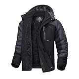 [KEFITEVD] アウター メンズ 冬 マウンテンパーカー 防寒 防風 バイクジャケット 裏起毛 アウトドアウェア 登山 キャンプ 釣り 冬服 黒＋灰 JP XL