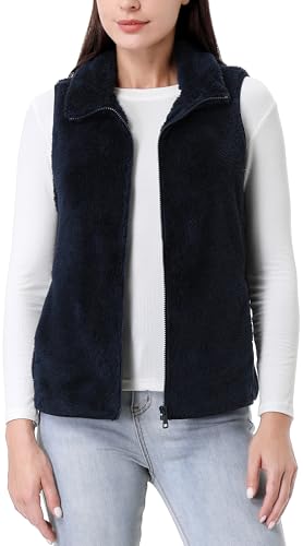 GIMECEN Womens Fuzzy Sherpa Fleece Vest Lightweight Sleeveless Jacket Full Zip Outerwear Polar Soft Waistcoat2