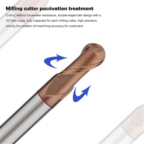 Image of Carbide Ball Nose EndMill HRC55 Double Edge 2 Flute AlTiN Coating Tungsten Steel Color-Ring Milling Cutter for Metal Steel TGR Series 11pcs Set