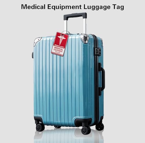 Medical Equipment Luggage Tag,Red and White with Steel Cable，Medical Id Tags for Travel3
