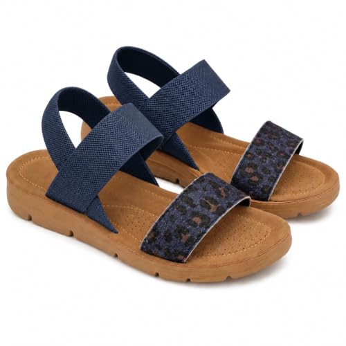 Sandales plates léopard pour femme en 40.5 EU, nu-pieds d'été décontractés