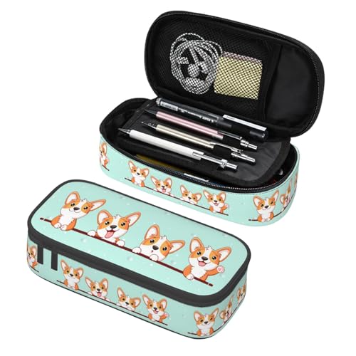 Image of Cute Kawaii Dog Large Pencil Case, Pencil Pouch With Zipper Compartments Stationery Pencil Bag For Kids Teens Students School Supplies
