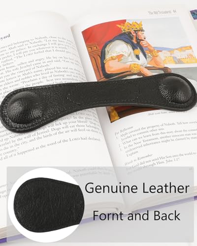 Image of Weighted Bookmark - Leather Book Page Weight Book Weights Holder for Hands-Free Reading Paper Weights for Cookbooks Crafts Music Books Bookmarks(01Black)