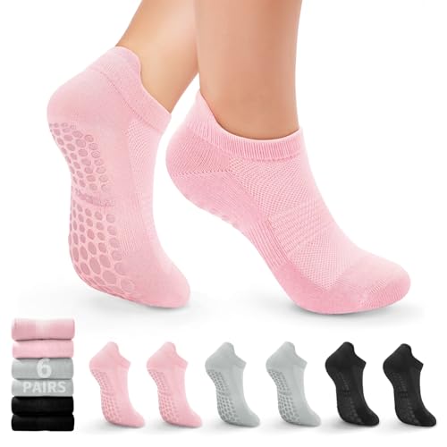Image of 4 /6 Pairs Pilates Yoga Socks for Women | Non Slip Grip Socks | Athletic Barre Workout