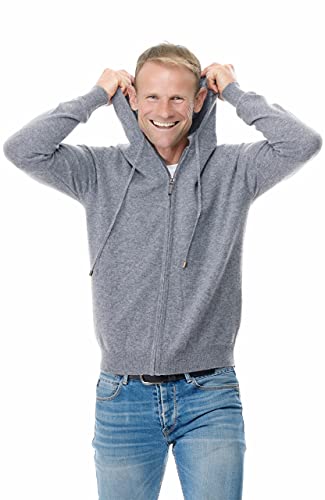 UGHOLIN Men’s 100% Pure Cashmere Full-zip Knitted Hoodie2