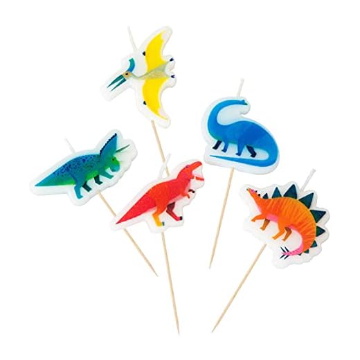 Talking Tables Dino Party Dinosaur Shaped Candles 5Pk, Multicolore
