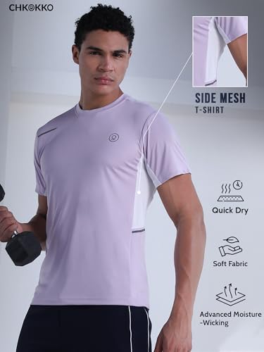 Image of CHKOKKO Gym T Shirts for Men Workout Quick Regular Dry Fit Sports Tshirt for man Breathable Moisture-Wicking Half Sleeve Round Active wear Running Boys T Shirt