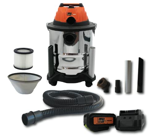 Pellethead Ash Vault 20V Cordless 5 Gallon 10A Ash Vacuum, Vac Cleaner with HEPA Dual Filter Filtration, 7' Hose, 10' Power Cord for Fireplaces, Wood Stoves, Pellet Stove and Grills - 5 Year Warranty