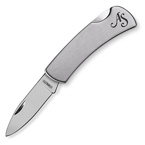 Klappmesser Taschenmesser Edelstahl individuell Gravur Geschenk Klingenlänge 7 cm - Initialen