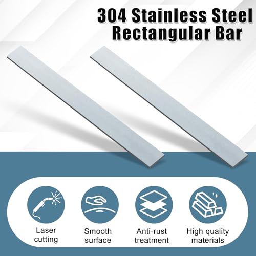 Image of Yaocom 2 Pcs 304 Stainless Steel Flat Bar 6 inch Length, 1-1 /2 inch Width, 1 /8 inch Thickness 2B Finishing Trim Strips Sheet for DIY Craft Making