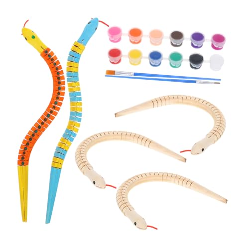 LIOOBO Wood Snake Statue Interactive Paint by Numbers Toy Watercolor Pens for Boys and Girls Artistic Exploration