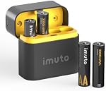 imuto Rechargeable AA Lithium Battery with Fast Charger, 4 Pack 3000mWh High Capacity Double A Batteries, 1.5V Constant Output AA Li-ion Batteries, Recharge up to 1600x Times