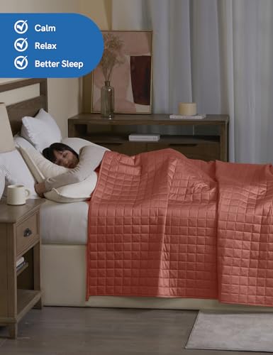 Image of YnM Cooling Weighted Blanket for Adults, 20lbs Heavy Bed Throw for One Person of 190lbs, Perfect for Hot Sleepers or Warm Climates with Rayon /Glass Beads(60x80 Inches, Queen Bed, Carribean Sunset)