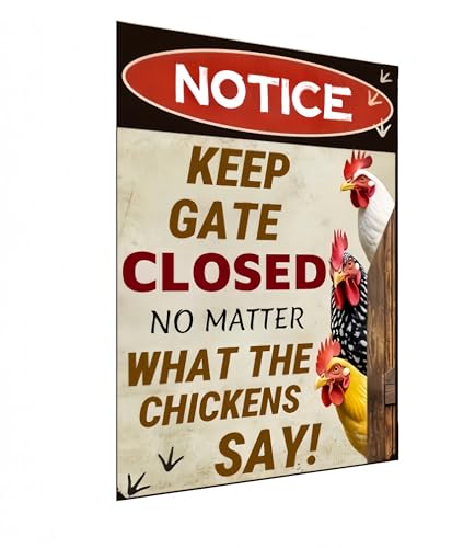 Carastora Keep Gate Closed Sign - Rustic Farm Metal Sign for Chicken Coop, Yard, Garden Fence or Outdoor Barn Decor, 12x8 Inch