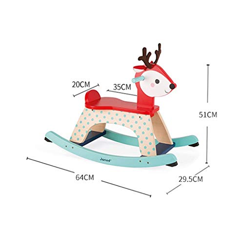 Schaukelpferd QIQIDEDIAN Kinderspielzeug aus Holz Schaukelhirsche Kombination Kleinkind Trojaner 1-3 Jahre alte Männer… – Bild 3