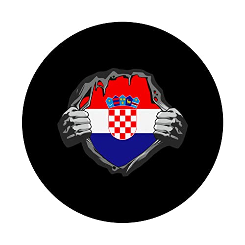 Show your Croatian heart Croatia Hrvatska PopSockets Swappable PopGrip, Black - Image 3