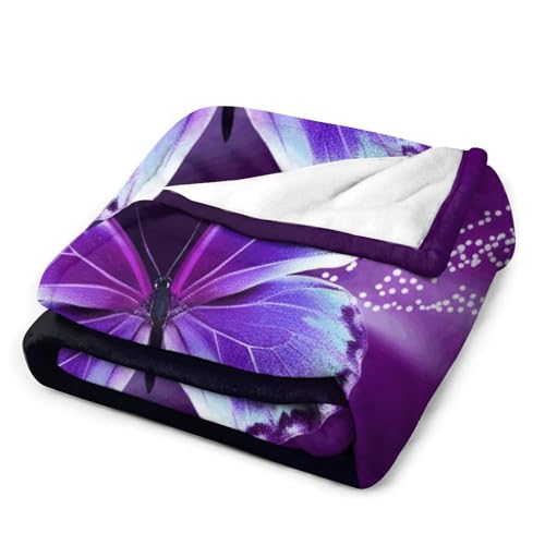 Couverture douce papillon violet grand confort pour femme toutes saisons