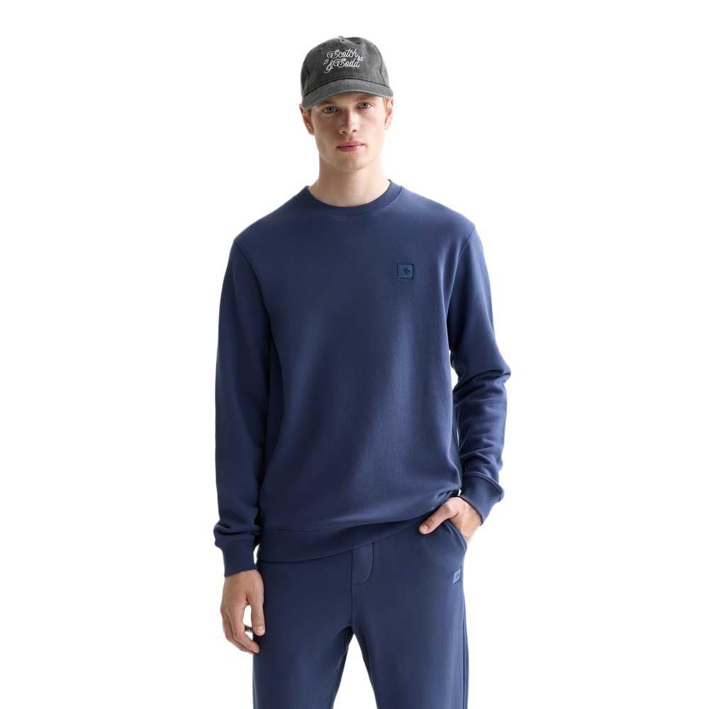 Scotch & Soda Men's Essential Badge Logo Crewneck Sweatshirt, Oceana 401, M